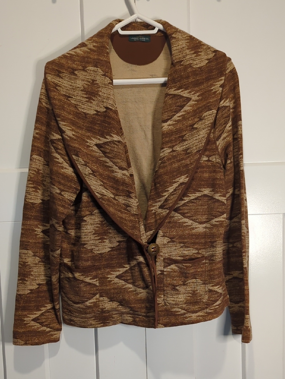 Ralph Lauren Jeans Shawl Collar Wrap Cotton  Jacket Size L